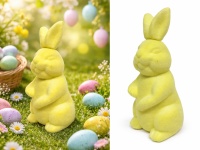 Dekoracja wielkanocna styropianowa ZAJĄC flokowany 35x15x15 cm JASNO ŻÓŁTY