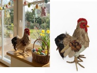 Dekoracja wielkanocna styropian-siano-pióra KOGUT 23x20x10 cm