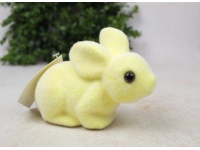 Dekoracja wielkanocna styropianowy ZAJĄC flokowany 14x10x6 cm ŻÓŁTY