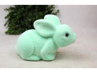 Dekoracja wielkanocna styropianowy ZAJĄC flokowany 21x14x9 cm MIĘTOWY