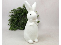 Dekoracja wielkanocna styropianowy ZAJĄC flokowany 29x10x9 cm BIAŁY