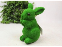 Dekoracja wielkanocna styropianowy ZAJĄC flokowany 18x12x8 cm ZIELONY