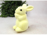 Dekoracja wielkanocna styropianowy ZAJĄC flokowany 18x12x8 cm ŻÓŁTY