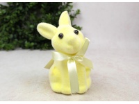 Dekoracja wielkanocna styropianowy ZAJĄC flokowany 16x9,5x9 cm ŻÓŁTY