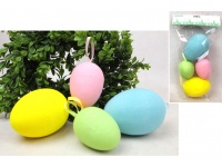 Dekoracja wielkanocna styropianowe flokowane JAJKA zawieszka 13x9/9x7 cm kpl 4 szt