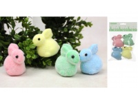 Dekoracja wielkanocna styropianowy ZAJĄC flokowany 7x6 cm kpl. 4 szt