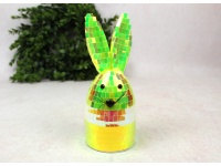 Dekoracja wielkanocna styropianowy ZAJĄC 18x7 cm HOLOGRAFICZNY ZIELONY