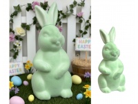 Dekoracja wielkanocna styropianowa ZAJĄC flokowany 35x15x15 cm JASNO ZIELONY