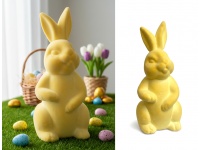 Dekoracja wielkanocna styropianowa ZAJĄC flokowany 35x15x15 cm ŻÓŁTY