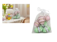 Dekoracja zawieszka wielkanocna JAJKO 6 cm w woreczku pastelowe ZŁOTY PAS - kpl. 6 szt