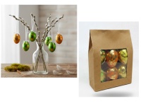 Dekoracja zawieszka wielkanocna JAJKO 6 cm w papierowej torbie POZŁACANE kpl. 6 szt