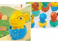 Dinozaur w jajku "NACJŚNIJ i JEDŹ", rotacyjny 360° 10x6 cm MIX KOLOR