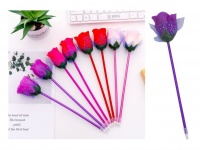 Długopis niebieski wkład z różą 28 cm mix kolor