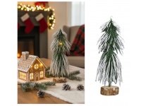 Drzewko świąteczne CHOINKA na pniu mini 20x6 cm ZIELONA oprószona śniegiem
