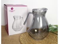 Dzbanek szklany1730 ml z plastikową pokrywką GŁADKI 23x11 cm CZARNY dymiony LUSTRZANY