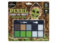 KIDEA Farby do twarzy PIKSELE 8 kolorów na blistrze 21x21 cm
