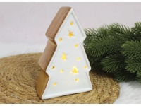 Figurka ceramiczna CHOINKA 15,5x10x5 cm BIAŁO ZŁOTA (24389-2)