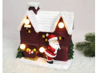 Figurka ceramiczna DOMEK z Mikołajem 21x19x12 cm świecący LED (99116-1)