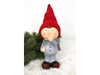 Figurka świąteczna ceramiczna DZIECKO 27x9x7 cm  SZARO CZERWONY