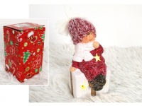 Figurka ceramiczna DZIEWCZYNKA LED 15x7,5x6,5 cm BIAŁO CZERWONA