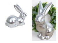 Figurka ceramiczna KRÓLIK mix wzorów 21-17 cm przecierane srebro