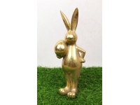 Figurka ceramiczna KRÓLIK Z PISANKĄ 27x9x6,5 cm ZŁOTY