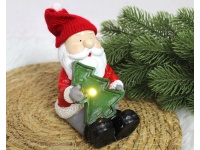 Figurka ceramiczna MIKOŁAJ trzymający choinkę świecący LED 15x11x8 cm (32240-1)