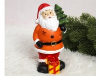 Figurka ceramiczna MIKOŁAJ z choinką i prezentem świecący LED 15x8x7 cm (29547-3)