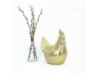 Figurka ceramiczna przecierane złoto KURA 13,5x11x8 cm