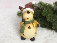 Figurka ceramiczna RENIER brązowa czapka świecący LED 15x8x7 cm (32215-1)