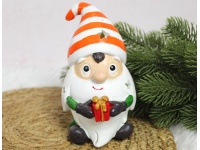 Figurka ceramiczna SKRZAT świąteczny czapka w paski, świecący LED 15x8,5x9 cm (35328)