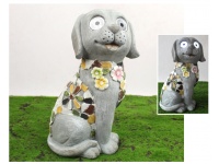 Figurka ceramiczna solarna mozaika szary PIES 36x21x15 cm