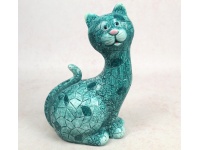 Figurka ceramiczna turkus KOT 26,5x17x11 cm