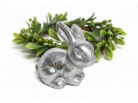 Figurka ceramiczna ZAJĄC 10x14 cm przecierane srebro