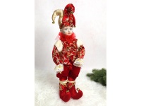 Figurka dekoracyjna nakręcana z melodią BŁAZEN 50 cm CZERWONO ZŁOTY