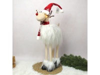 Figurka dekoracyjna RENIFER z czerwone dodatki świecącymi rogami 70 cm