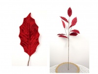 Gałązka dekoracyjna LIŚCIE welur 75 cm - CZERWONA
