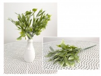 Gałązka sztuczna LISTKI 5 łodyg 35 cm - BIAŁO-ZIELONA - 1 szt