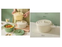 Garnuszek, waza z pokrywką 1200 ml 22x18x12 cm MLECZNO BIAŁA karbowana