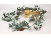 Girlanda silikonowa PE SOSNA z szyszkami 180 cm BIAŁO ZIELONA