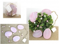 Girlanda wielkanocna dł. 110 cm z drewnianymi jajkami 7,5x5 cm - RÓŻOWA