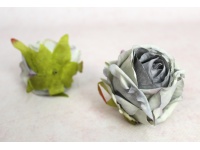 Główka kwiatowa RÓŻA 8 cm SZARO-NIEBIESKA