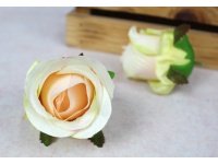 Główka kwiatowa RÓŻA 9x7 cm KREMOWO-RÓŻOWA cieniowana