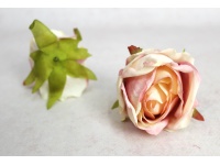 Główka kwiatowa RÓŻA zasuszona 9x8 cm RÓŻOWO-KREMOWA cieniowana