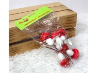 Grzybki styropianowe, dekoracyjne wys. 13 cm na piku CZERWONE - kpl 6 szt w folii