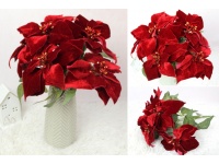 Gwiazda betlejemska welurowa, POINSECJA CZERWONA BUKIET wys. 45 cm 5 łodyg (5 kwiatów 23 cm)