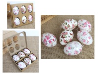 Jajka, pisanki 6 cm plastikowe w foliowej owijce z zawieszką MIX WZORÓW - kpl 6 szt