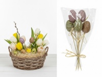 Jajka plastikowe na piku 26 cm pastelowe NAKRAPIANE kpl 6 szt