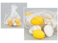 Jajko plastikowe z zawieszką 4 cm - kpl 12 szt w woreczku BIAŁO-ŻÓŁTE