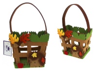JESIEŃ Koszyk, koszyczek filcowy z jeżem 14x8x12 cm (22 cm z rączką)